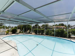 The screened pool is perfect for cooling off on a hot day!