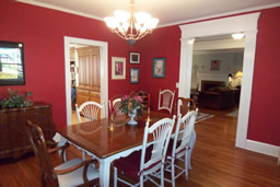 Red is a rich color for the dining room.