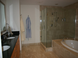 The Master Bath has a whirlpool tub and a shower.